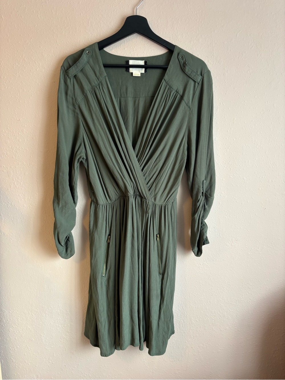 Anthropologie Maeve Lene Olive Green Casual Dress